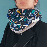 Birdy pattern snood - entirely doubled with minky fabric by Maximo Creation