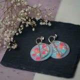 Handmade ⟐ silver plated earrings with ⟐ translucent terrazzo polymer clay and silver sheet ⟐ bigger version