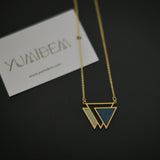 TRIANGLE necklace with pastel green and blue