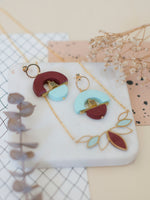 Burgundy Winter Bloom Dangle Polymer Clay Earrings 1 – victoriacreative