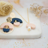 Handmade Polymer clay earrings Mix and Match dusty pink and Navy